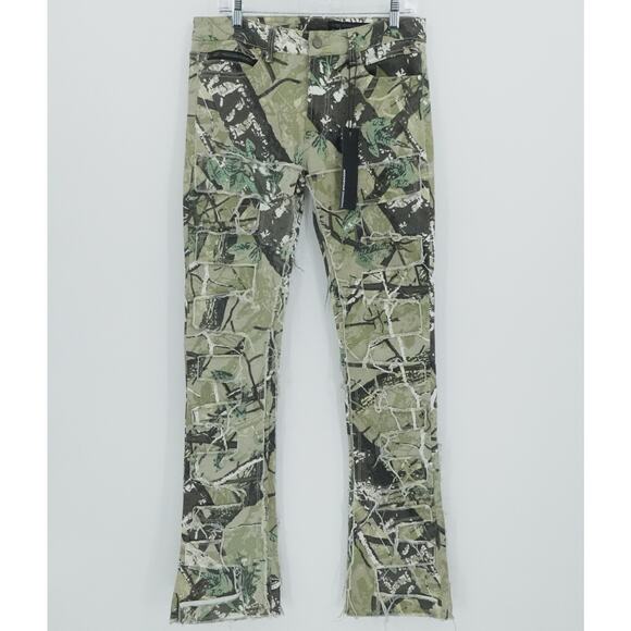 Rockstar Original Jeans Men 30x34 Brown Shake Tree Camo Stacked Flare Streetwear - Picture 1 of 13